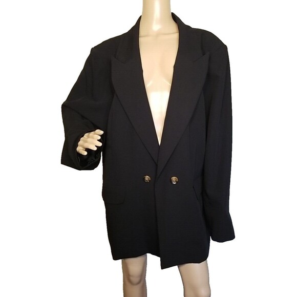 ELOQUII Women's Size 28 Black Long Relaxed Fit Open Front Blazer NWT         T43 - Picture 1 of 10